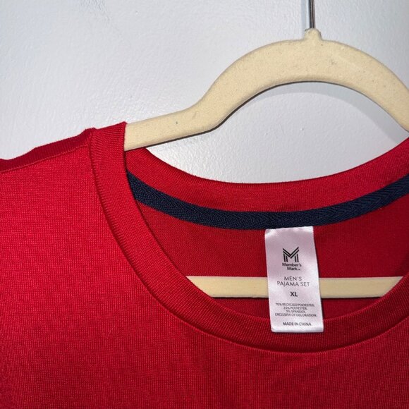Mens Red Let It Snow Long Sleeve Pajama Top XL Cotton Blend - Picture 3 of 4